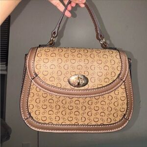 GUESS Monogram Top-Handle purse — Brown